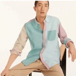 J Crew Color Block Button down